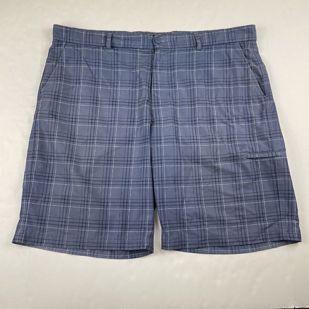 Pebble Beach Performance Golf Shorts Men’s 42 Blue Stretch Plaid Activewear
